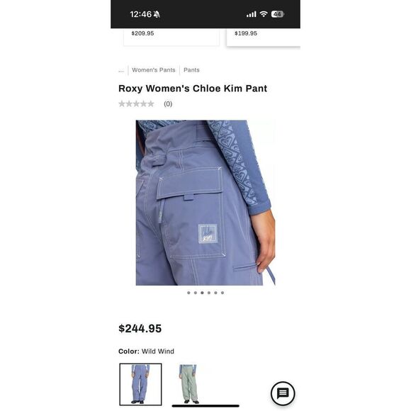 New Roxy Women's Chloe Kim Pant Wild Wind Purple - Picture 5 of 10